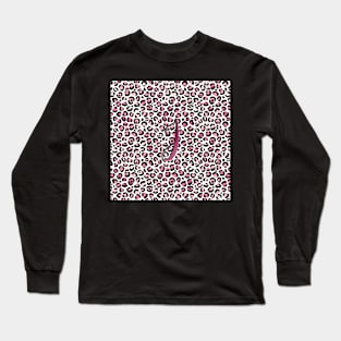 Letter J Monogram & Pink Leopard Print Long Sleeve T-Shirt